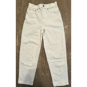 Madewell Womens Cotton Denim 5 Pocket High-Rise Balloon Leg Jeans White Cream 25